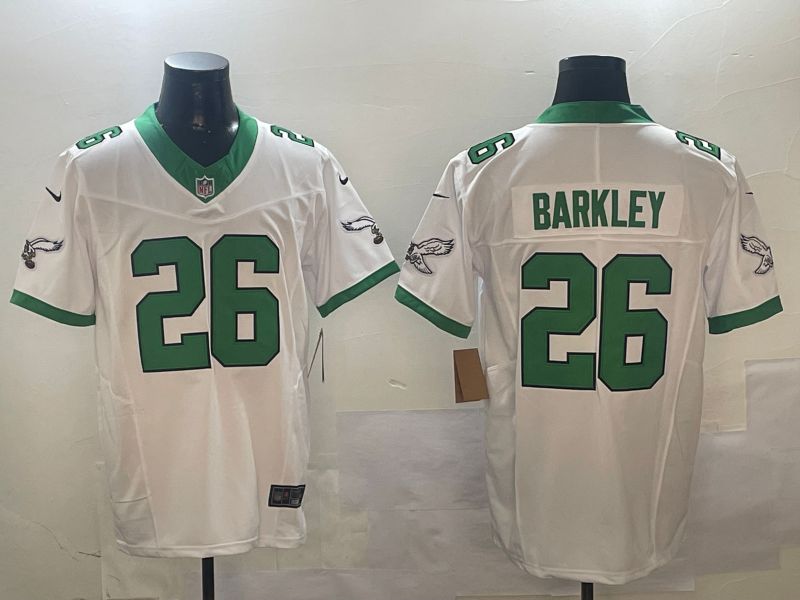 Men Philadelphia Eagles #26 Barkley White Thanksgiving three generations 2024 Nike Limited NFL Jersey style 1->philadelphia eagles->NFL Jersey